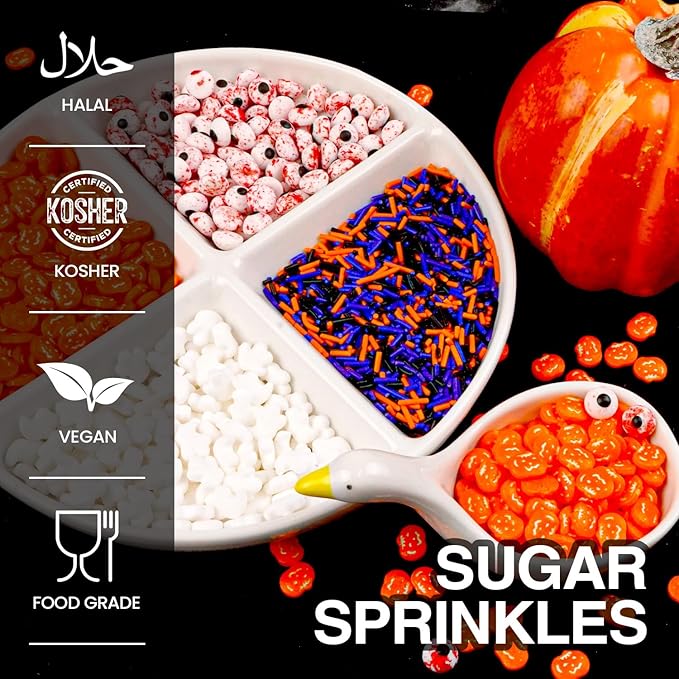 Halloween Sprinkles for Cake Decorating, Edible Candy Eyeballs, Pumpkin Sugar - Image 7