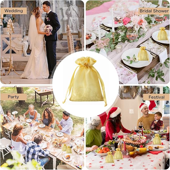 QIANF 20 Pcs Gold Small Organza Bags 6X9 inch - Image 7