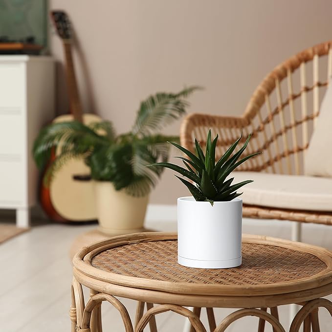 D'vine Dev 2 Pack 5 Inch Modern Plastic Plant Pots, Small Garden Planters - Image 3