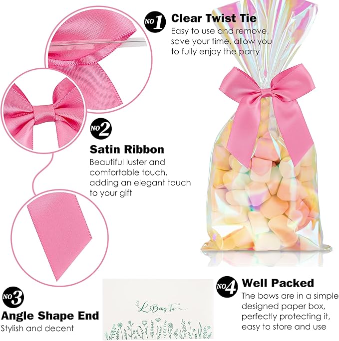 3.5" Hot Pink Bow Satin Pre-Tied Bows - Image 3
