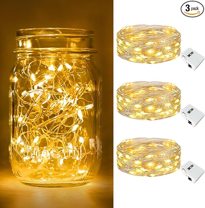 btfarm 3 Pack Fairy Lights Battery Operated 3 Modes, 7ft 20 Led Mini Twinkle by btfarmdecorativelighting