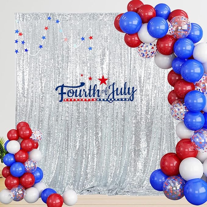 PartyDelight Silver Sequin Backdrop 6Ftx6Ft Photography Curtain Special Events - Image 7