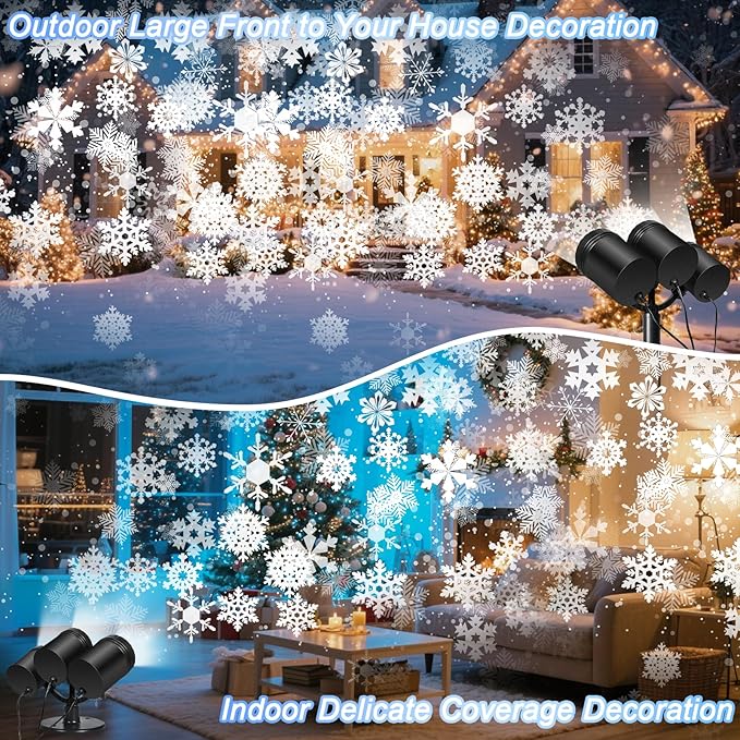 Christmas Snowflake Projector Lights Outdoor, Timing Mode Upgrade 3-Head - Image 6