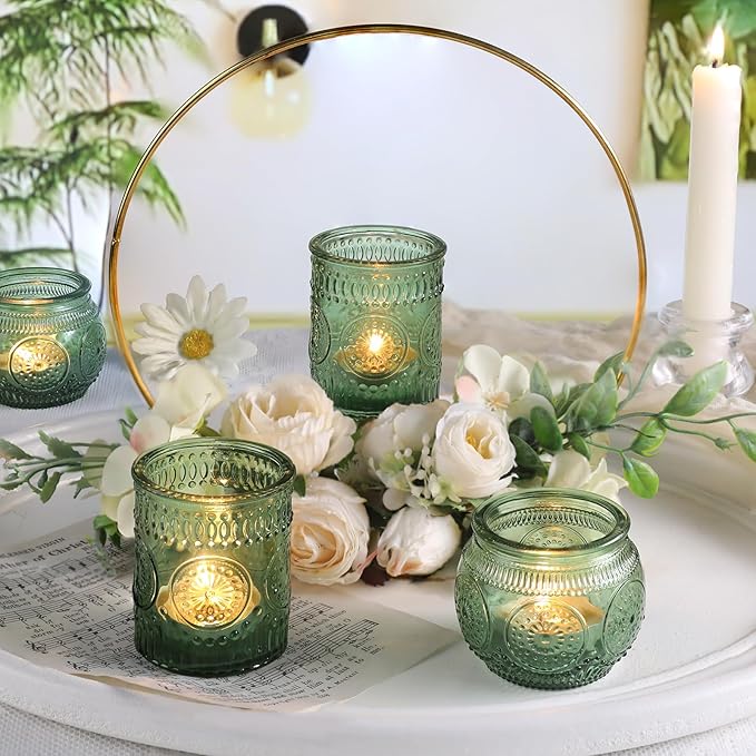 DARJEN 12Pcs Green Votive Candle Holders - Image 4