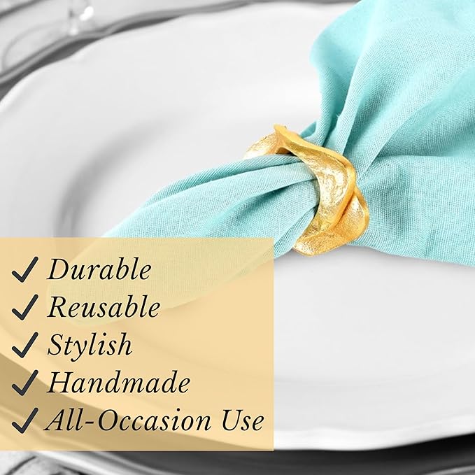 Golden Napkin Rings Set of 8 - Image 6
