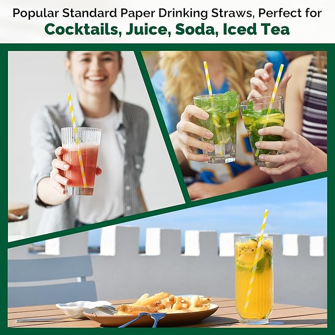 Yellow Paper Drinking Straws, 7.75 Inch -Restaurant Bulk Pack - Image 6