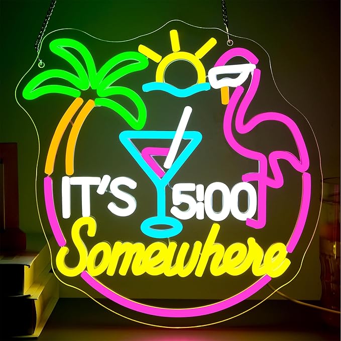 Its 5 O'clock Somewhere Neon Sign by FuzuneliDimmableLEDNeon