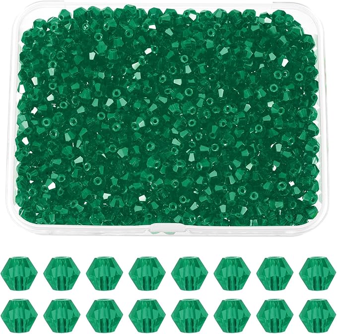 PATIKIL 1000pcs 4mm Bicone Glass Crystal Beads, Faceted Glass Spacer Beads by PATIKIL