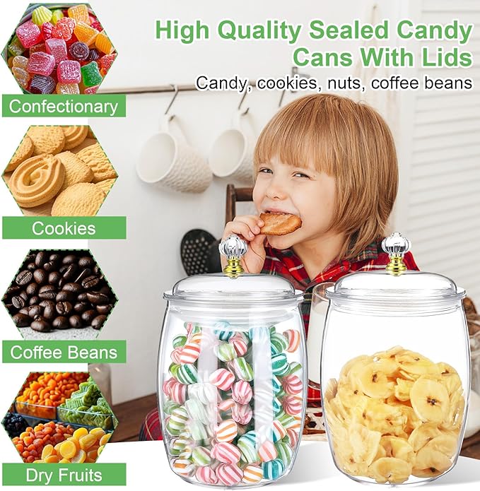 4 Pcs Candy Jars with Lids and Spoons Clear Candy Jars - Image 4