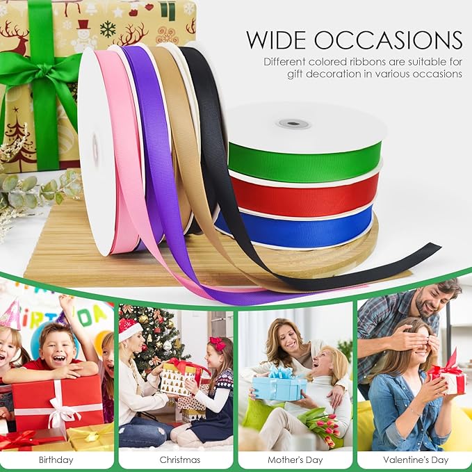 100 Yards 1 inch Grosgrain Ribbon, Solid Color Fabric Ribbon Perfect - Image 5