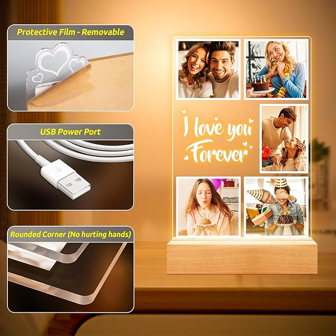 Custom Picture Frames with Photos, Customized Photo Frame with Night Light - Image 5