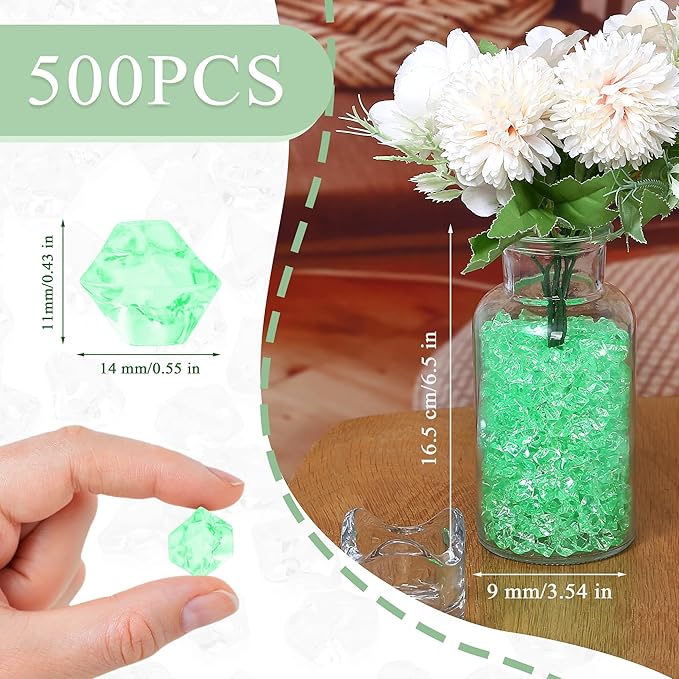 LAIDANLA 500PCS Green Acrylic Gems Vase Fillers - Image 4