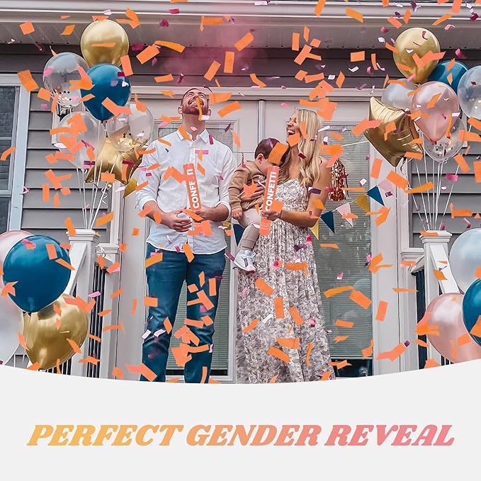Confetti Cannon Orange Confetti Poppers 12 Pack Party Poppers 12 Inch Confetti - Image 7