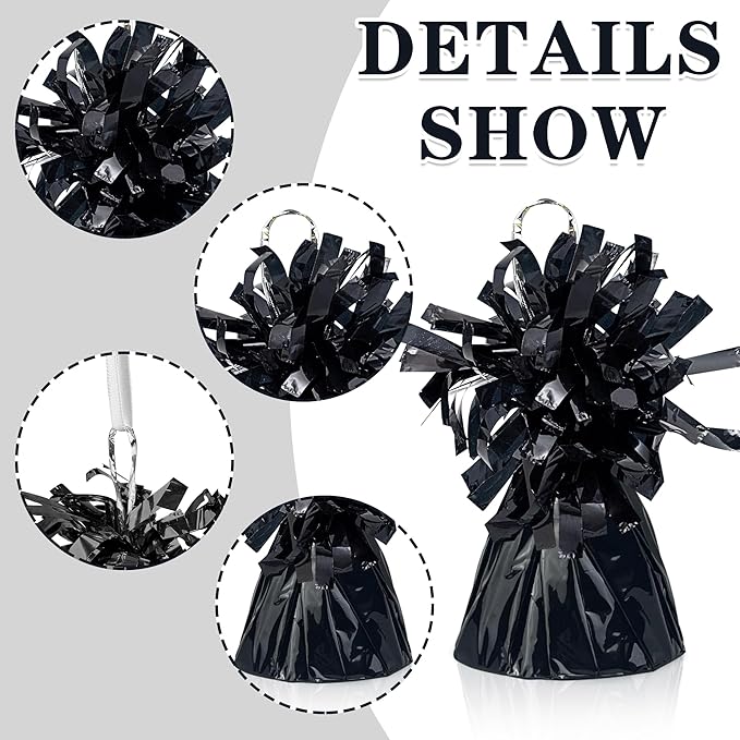 16 PCS Metallic Wrapped Balloon Weights Black Heavy Balloon Weight - Image 3