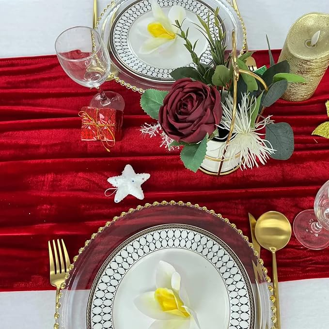 Luxurious Velvet Table Runner, 10ft Wedding Reception Decorations, 20x120inch - Image 3