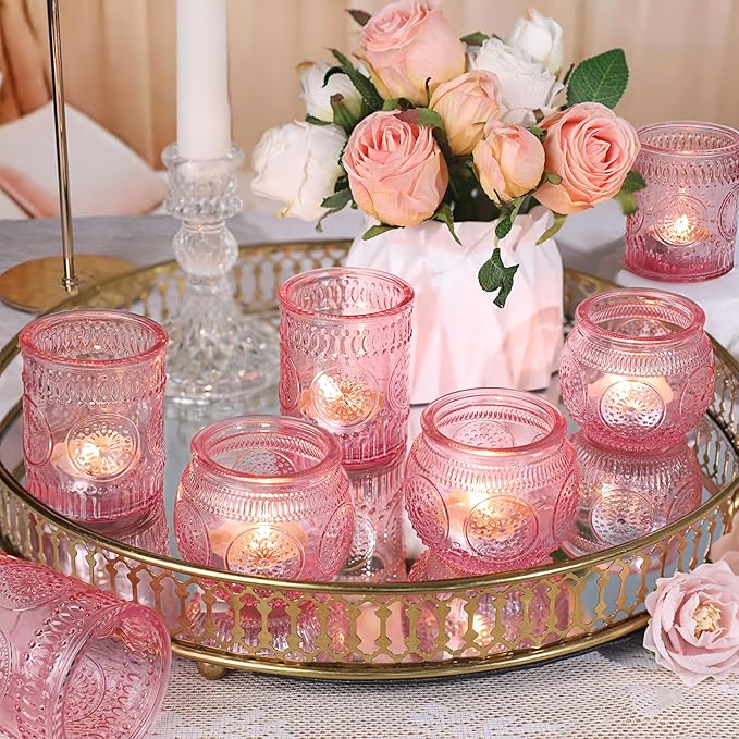 DARJEN 12Pcs Pink Votive Candle Holders - Image 5