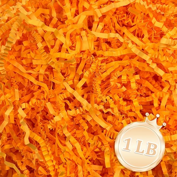 1 LB Fluorescent Orange Crinkle Cut Paper Shred Filler Great by Zankubom