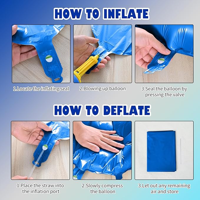 Blue Silver Star Balloons, 22in Large Star Balloons Foil 10in 4-Pointed & - Image 3