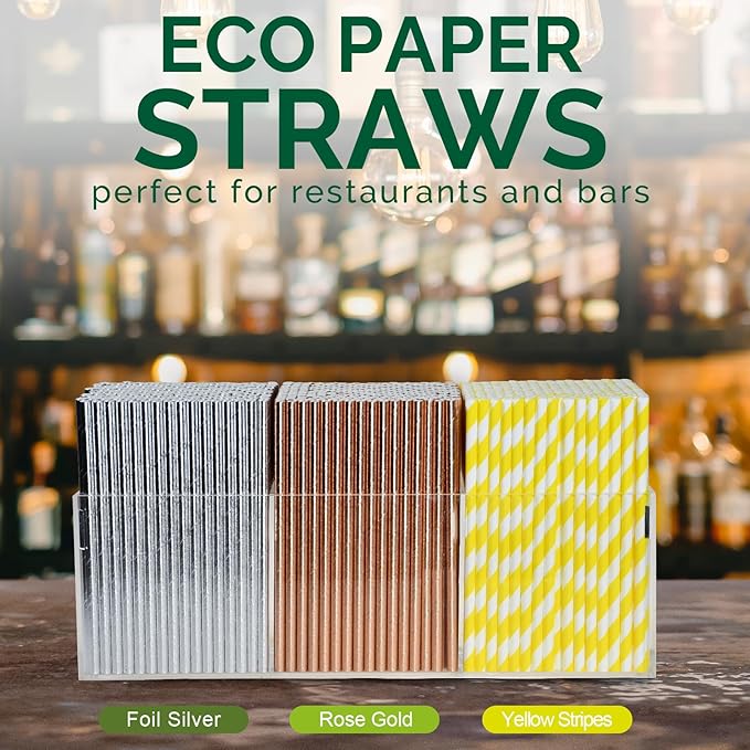 Chunsapk 5.75 inch Disposable Short Silver Paper Cocktail Straws, Stirring - Image 5
