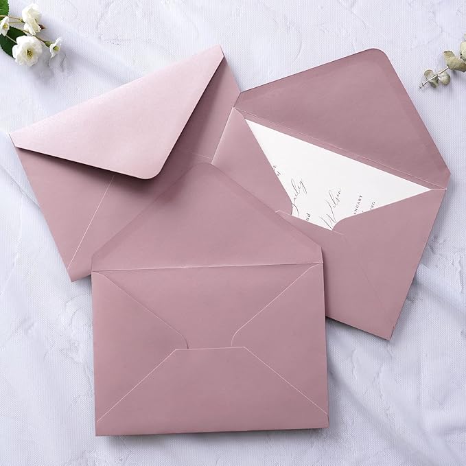 PONATIA 50 PCS/Pack A7 Envelopes, 5.25 x 7.48'' Matte Dusty Rose Envelope - Image 5