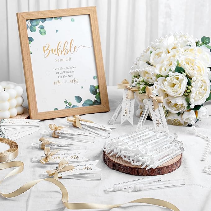 405 Pcs Wedding Bubbles Wands Set Include Heart Bubble Wands Bubbles Send Off - Image 2