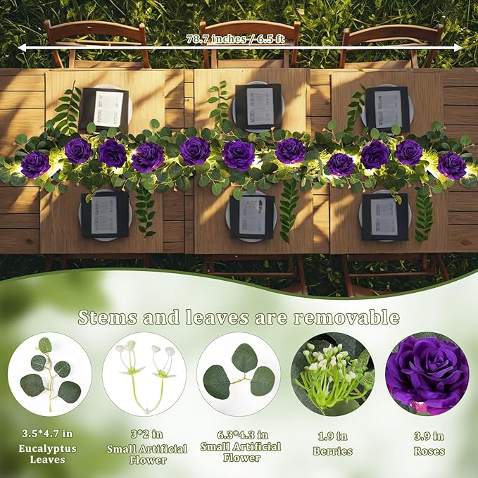 MACTING 2 Pack 13.2FT Eucalyptus Garland - Image 3