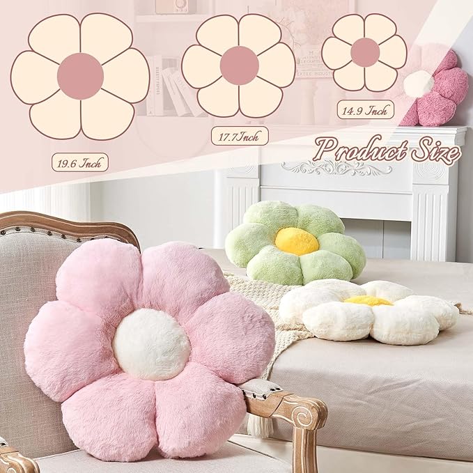 Hot Pink Flower Pillow, 17.7" Flower Shaped Plush Decorative Throw Pillow - Image 2