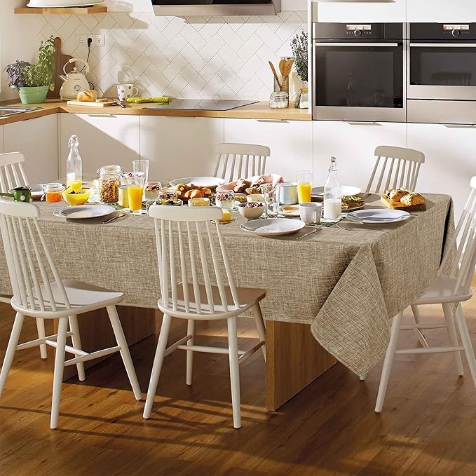 Fitable Faux Linen Tablecloth Rectangle 60 x 120 Inch - Image 2
