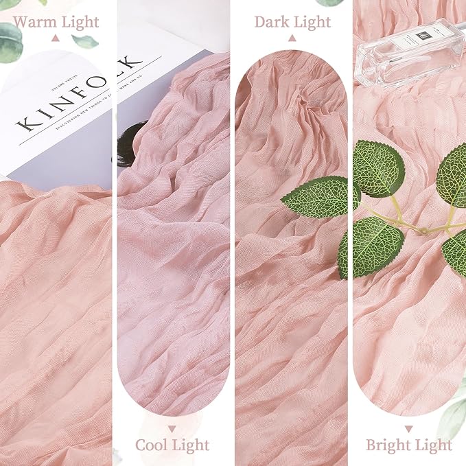 6 Pack Dusty Pink Cheesecloth Table Runner 10FT Long Boho Gauze Table Runner - Image 5