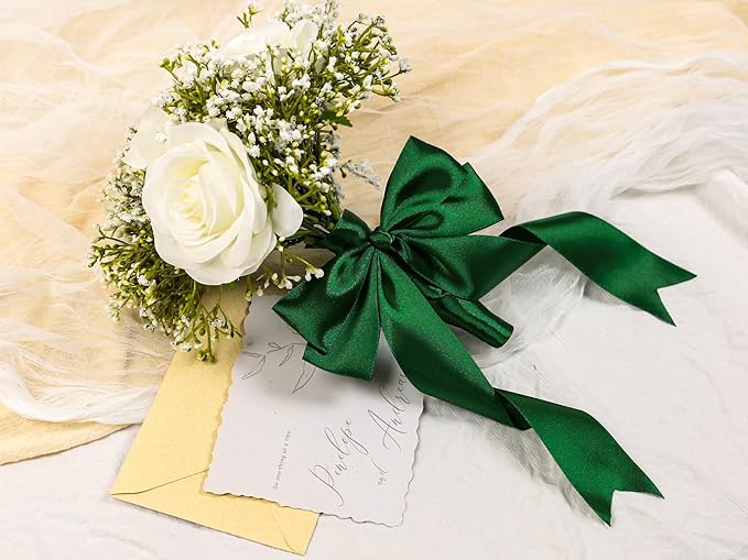 Green Satin Ribbon 1-1/2 inch X Continuous 25 Yards, Single Face Polyester - Image 6