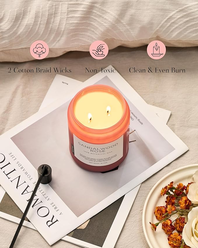 M&SENSE Sandalwood Rose Scented Candle 19.4oz 110 Hours Long Lasting Burn - Image 5