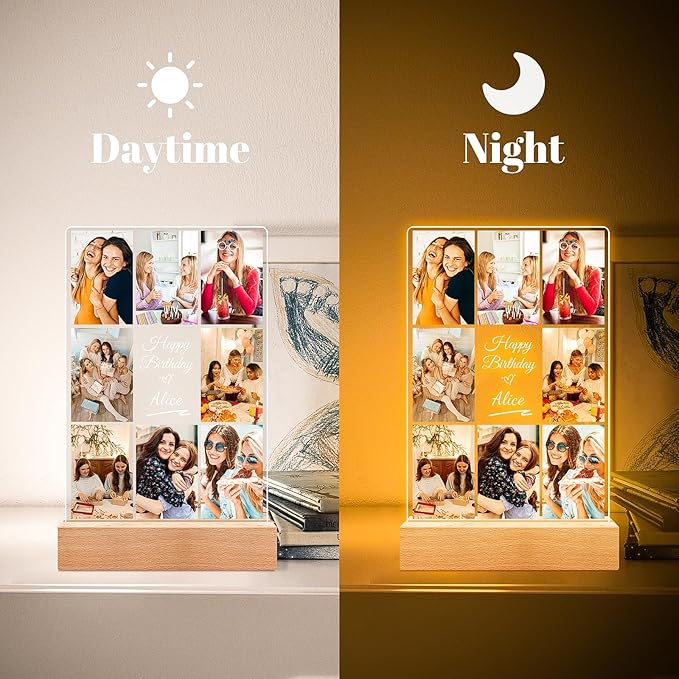 Custom Picture Frames with Photos, Personalized Photo Frame with Night Light - Image 3