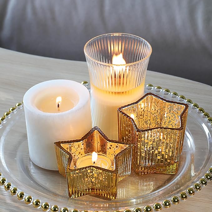Letine 10pcs Gold Ribbed Candle Cups – Assorted Height Tea Light & Votive - Image 3