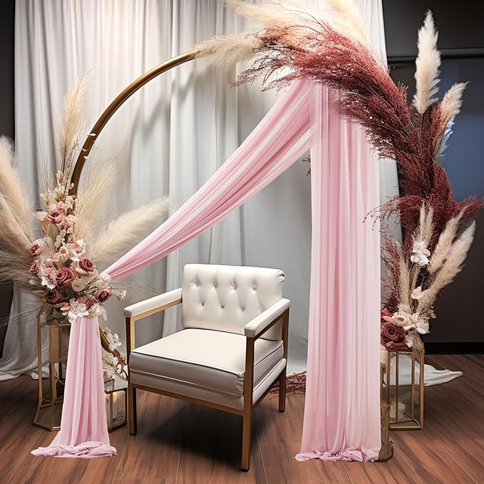 Wedding Arch Draping Fabric, 2 Panels 30" x 20Ft Dusty Rose Sheer Curtain - Image 9