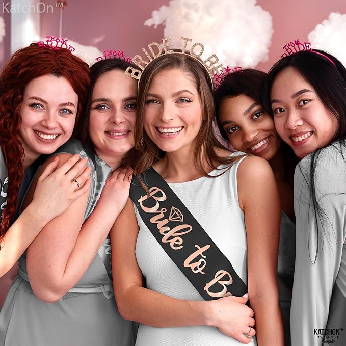 KatchOn, Rose Gold Bride To Be Sash and Bride Headband - Image 4