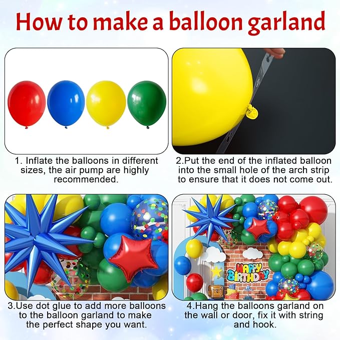 Red Yellow Green Blue Balloon Arch Kit 123Pcs Rainbow Balloons Garland - Image 7