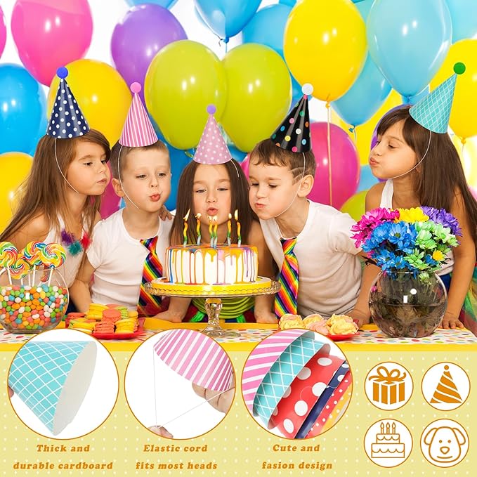 116 PCS Birthday Party Cone Hats Assorted Colors Cone Paper Hat - Image 6