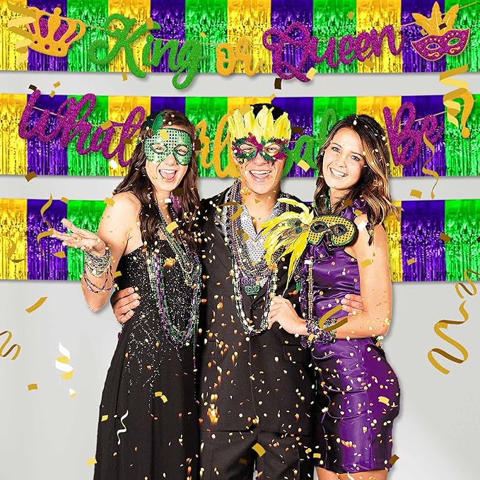 6 Pack 10 Ft Gold Green Purple Foil Fringe Garland Metallic Streamers Tinsel - Image 6