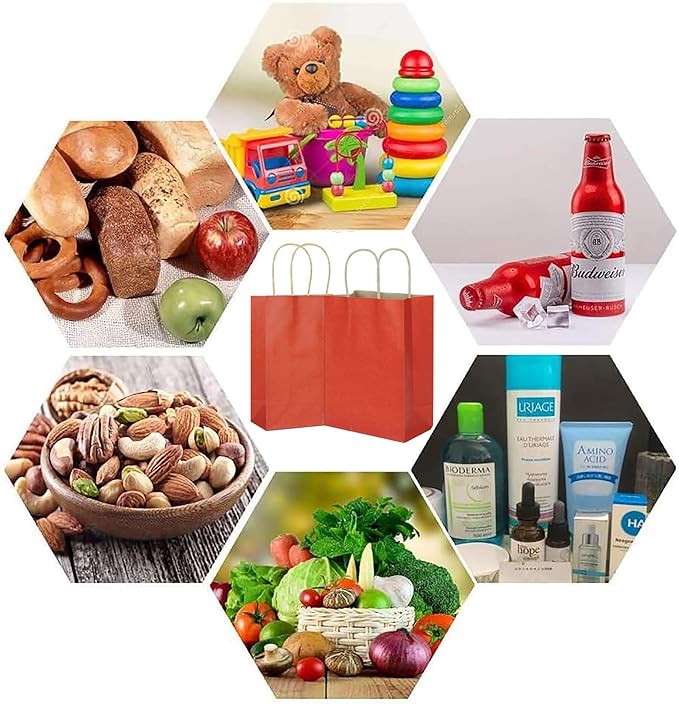 25 PCS Small Dark Red Gift Bags Kraft Paper Bags - Image 4