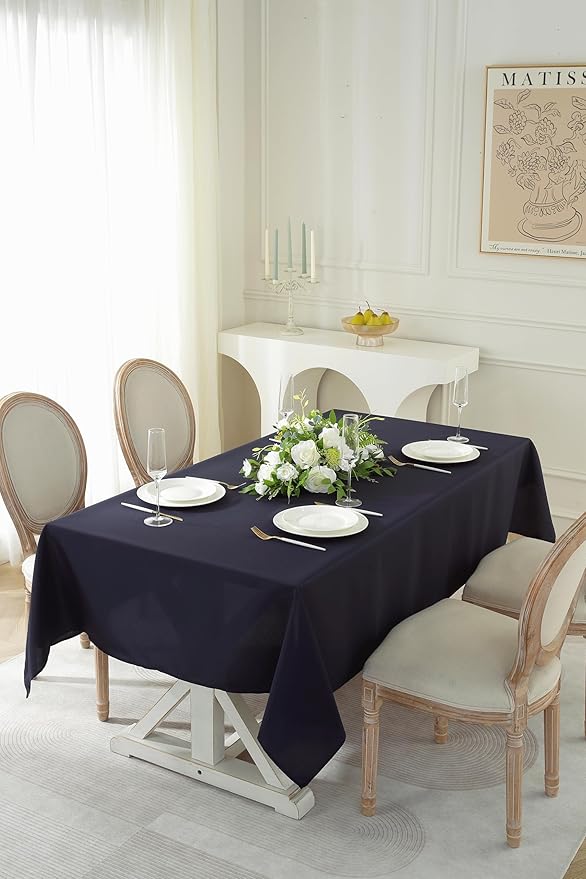Craft And Party Rectangle Tablecloth, 70 x 90 Inch Navy Blue Tablecloth - Image 3