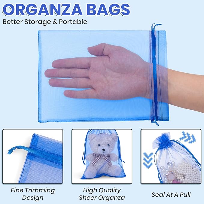 ANZNKU 50 Pack Organza Bags 6x9 Inch, Mesh Bag Drawstring Jewelry Pouches - Image 3