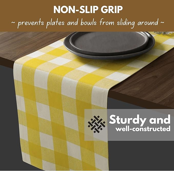 Native Fab Table Runner Buffalo Check Plaid 100% Cotton - Image 4