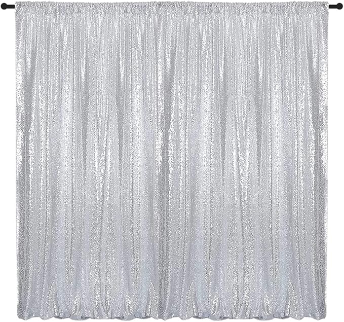 Silver Sequin Backdrop Curtains 8FTx8FT 1 Sequin Backdrop Curtains Panel by HMQIANG