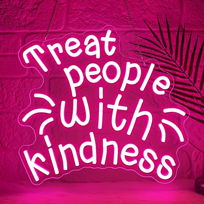 Treat People with Kindness Neon Sign, Dimmable Inspiring Letter Neon Lights USB by YourVibeYourNeon