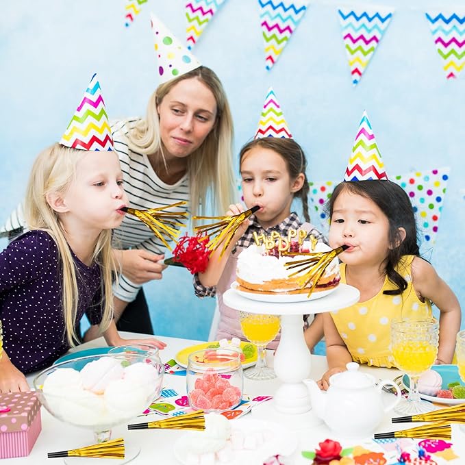 36 Pcs Noise Makers Birthday Blowers Glitter Metallic Fringed Party Blow Horns - Image 5