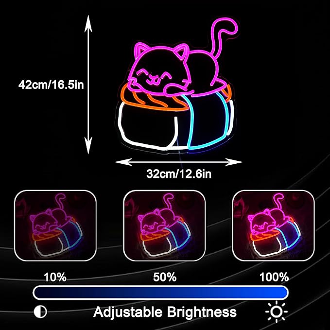 Sushi Cat Neon Sign Delicious Japanese Sushi LED Light Sign - Image 4