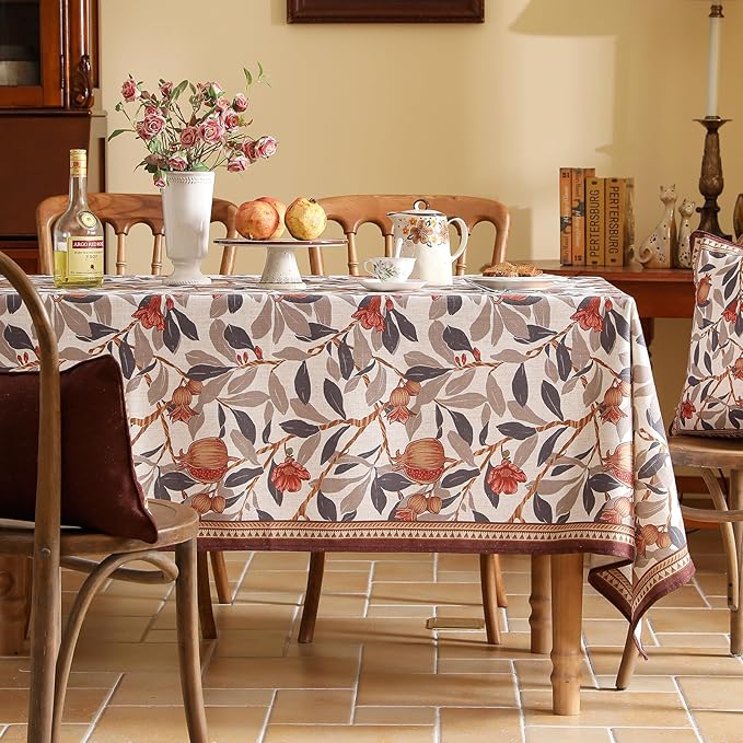 patdrea Designer Vintage Small Rectangle Tablecloth, Linen Pomegranates and - Image 2
