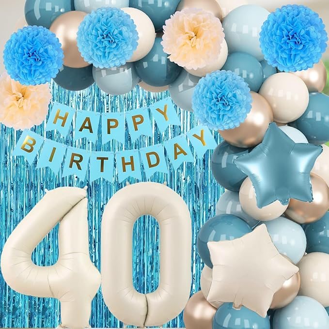 Dusty Blue 40th Birthday Party Decorations - Image 5