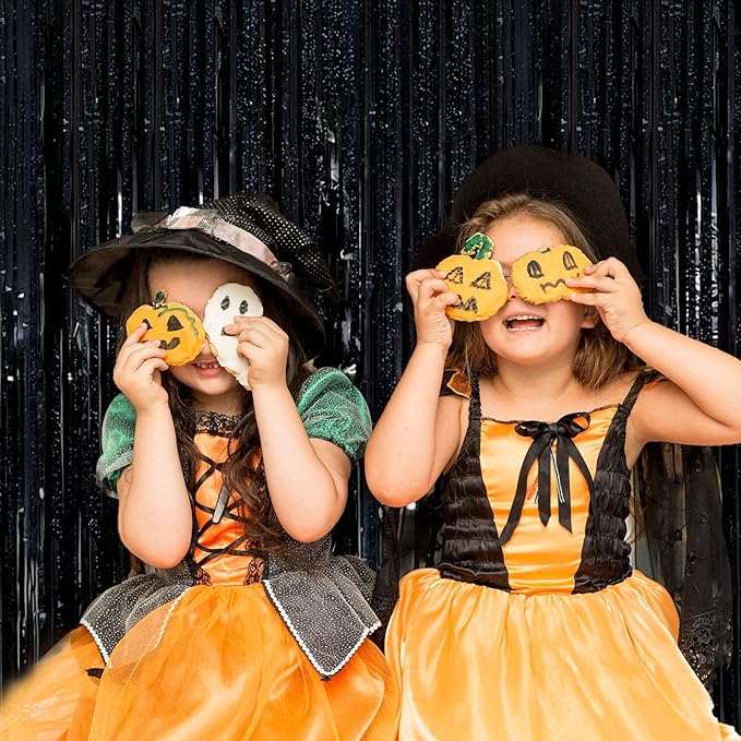 5 Pack Black Photo Backdrop Party Streamers Metallic Tinsel Curtains - Image 4