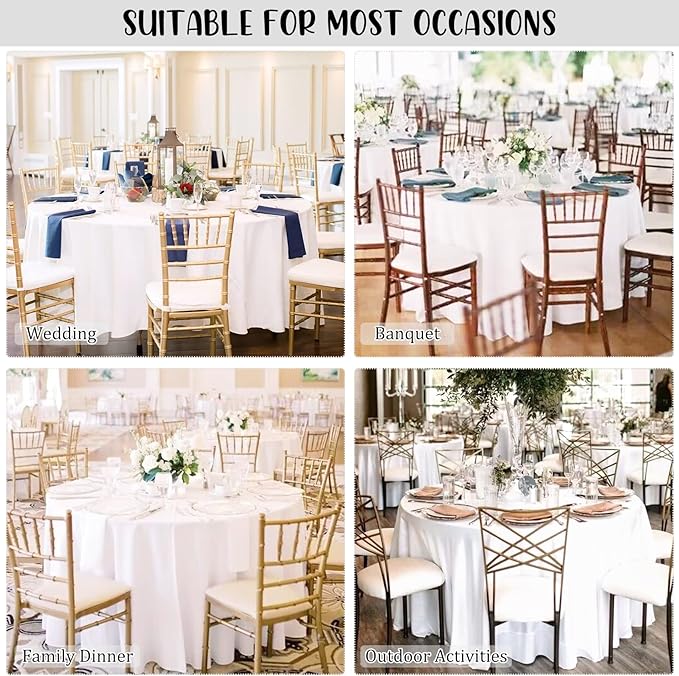 8 Pack Round Tablecloth 70 Inch White Round Table Covers Bulk Washable - Image 6